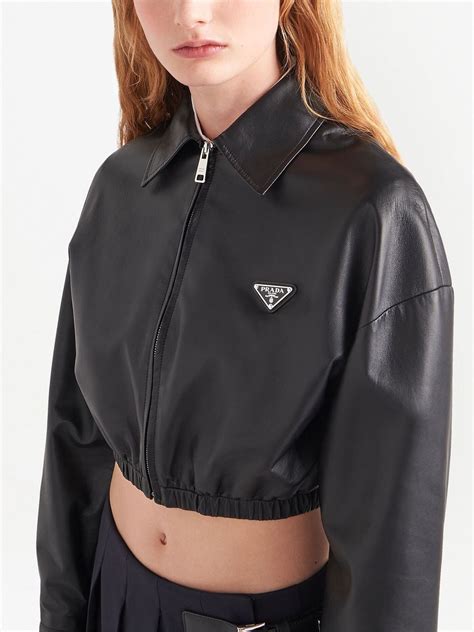 ladies prada jacket 148136 half leather|prada jacket.